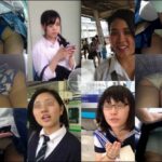 目の覚めるような青いパンティが生尻に食い込んでいるJKのスカート捲り盗撮動画